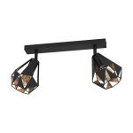 Eglo Plafonnier Carlton 7 Acier Noir Cuivre | IP20 - Convient pour 2x E27 