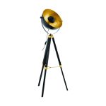 Eglo Lampadaires Salon Covaleda Bois Acier Noir Dorée | IP20 - Convient pour 1x E27 