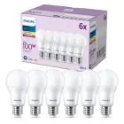 Lot 6x Philips Ampoule LED E27 Poire Dépolie 13W 1521lm - 827 Blanc Très Chaud