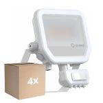 Voordeelpak 4x Ledvance LED Floodlight Aluminium Wit 17W 2200lm 100D - 830 Warm Wit | IP65 - Bewegings- en Lichtsensor - Symmetrisch