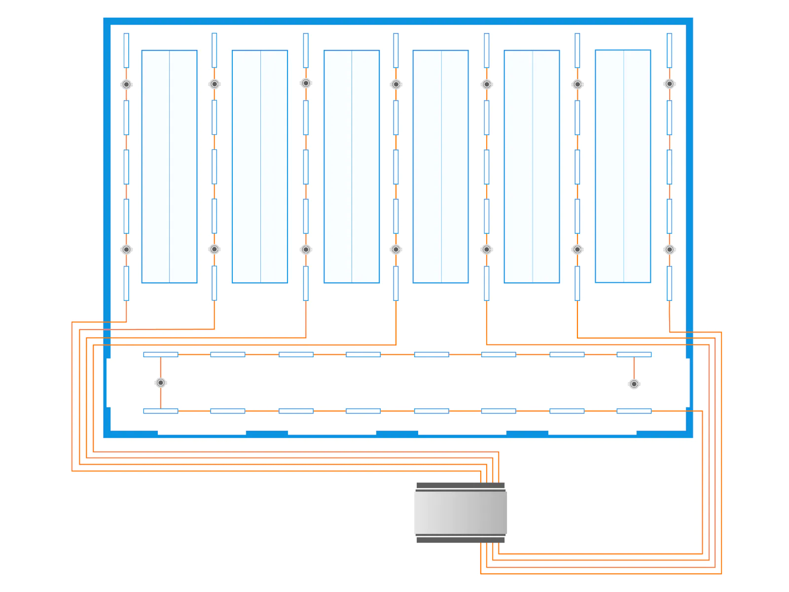 DALI lichtplan bestaande uit meerdere DALI lijnen.